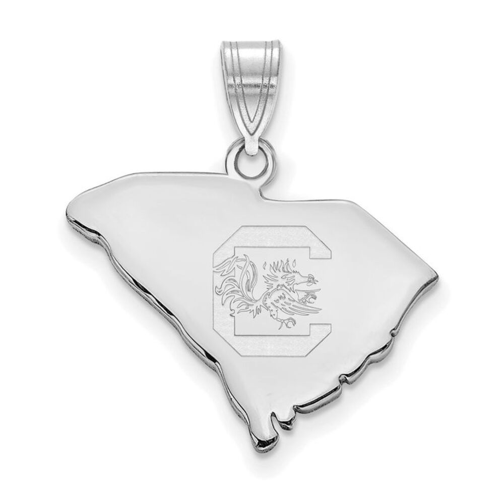 Sterling Silver University of South Carolina Large State Pendant